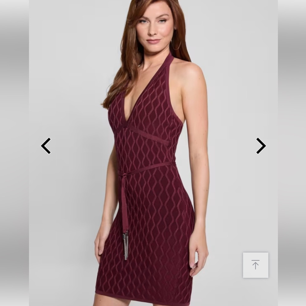 Elegant Burgundy Halter Dress